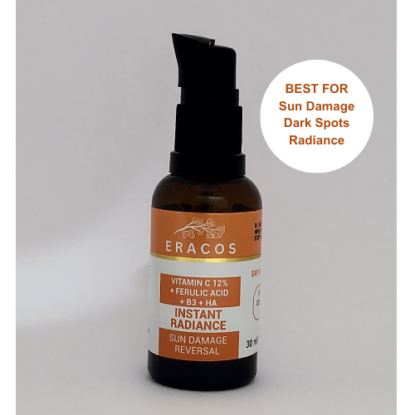 Instant Radiance Serum with Vitamin C 12% + Ferulic acid 0.2% + Niacinamide (B3) + Hyaluronic Acid for Sun Damage Reversal (30ml)