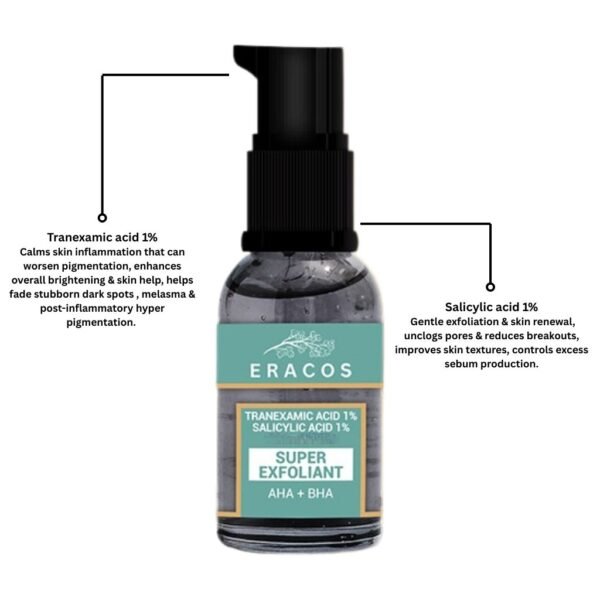 Super Exfoliant AHA + BHA-Tranexamic Acid 1% + Salicylic Acid 1% + Ferulic Acid (30ml) - Image 2