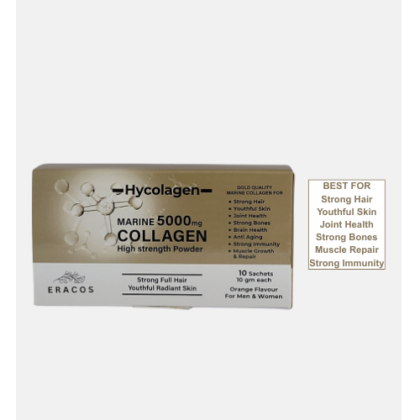 Eracos HYCOLAGEN | Marine Collagen 5000mg With Biotin & Vitamin C | For Men & Women | Orange Flavor