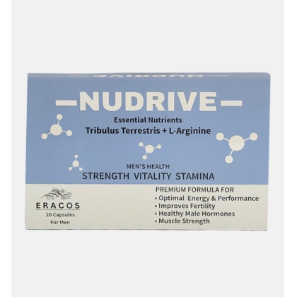 Eracos NUDRIVE | Tribulus Terrestris + L-Arginine | For Men | Strength Vitality Stamina | 20 Capsules