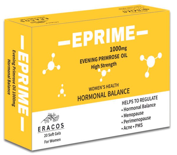 Eracos EPRIME | High Strength Evening Primrose Oil (1000mg) | For Women | 20 Soft Gels