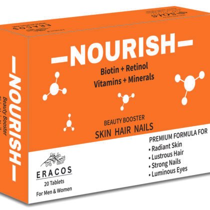 Eracos NOURISH-Biotin + Retinol + Vitamins | Beauty Booster | Skin Hair & Nails | For Men & Women | 20 Tablets