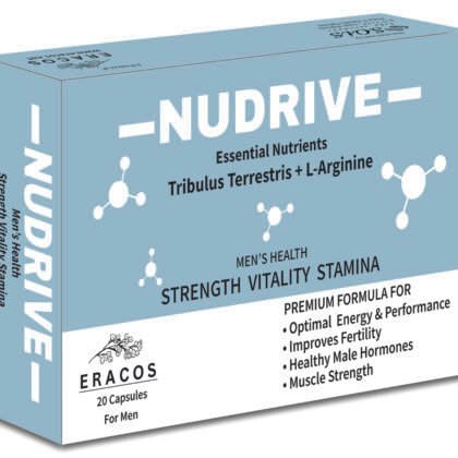 Eracos NUDRIVE | Tribulus Terrestris + L-Arginine | For Men | Strength Vitality Stamina | 20 Capsules