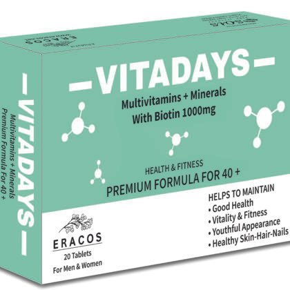 Eracos VITADAYS-Multi Vitamins + Minerals with Biotin | For Men & Women | 20 Tablets